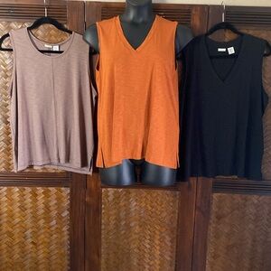 Max Studio - 2 V-neck & 1 Round tanks(3)NWOT